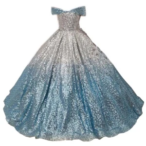 Kids dress gradient sequin long trailing dress Party - Picture 1 of 11