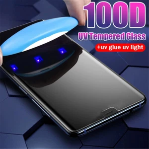 UV Glue Tempered Glass For Samsung Galaxy S23 Ultra S22 S8 S10 S20+ Note 20 Film - Picture 1 of 19