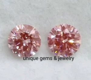 1 pair pink color Diamond premium 6mm Round cut VVS1 Grad Loose Gemstone1+Gift - Picture 1 of 6