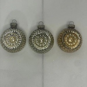 Lot VTG Glass Bumpy Double Indent Embossed OVAL Christmas Ornaments Shiny Brite - Picture 1 of 11