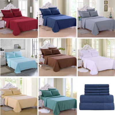 Juego de sábanas 6 piezas microfibra confort bolsillo profundo hotel sábanas queen king Foto 1 de 4