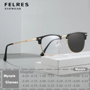 Metal Square Photochromic Myopia Nearsighted Glasses Unisex Retro Sunglasses Hot - Picture 1 of 25