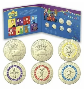 2021 The Wiggles Six Coin Set Folder Collection UNC Coins Coloured $2 $1 Dollar - Picture 1 of 7