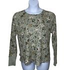 Knox Rose Size 2Xl Shirt Thermal Green Floral Long Sleeve Round Neck Flaw