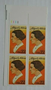 Abigail Adams  - USA Plate Block of Four .22c Stamps   MNH -1985 Scott # 2146 - Picture 1 of 5
