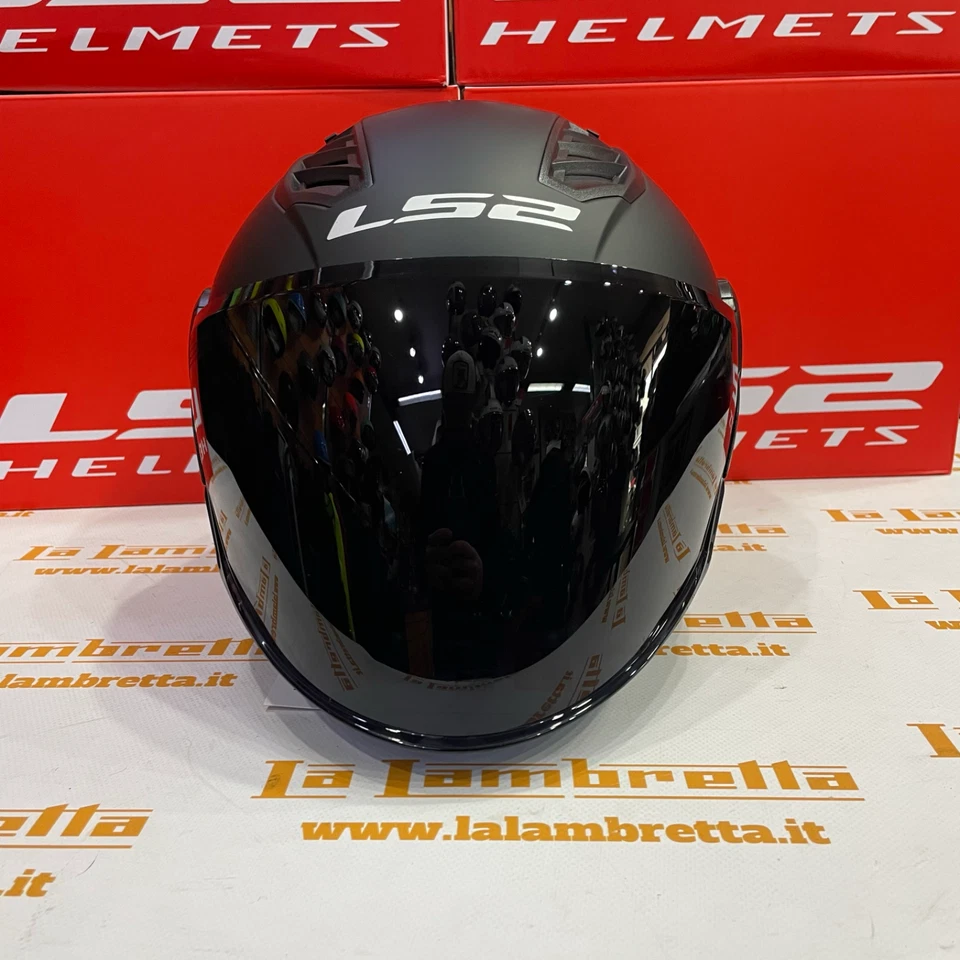CASCO LS2 AIRFLOW II OF616 - NERO OPACO CON VISIERA LUNGA NERA - Imagen 1 de 4