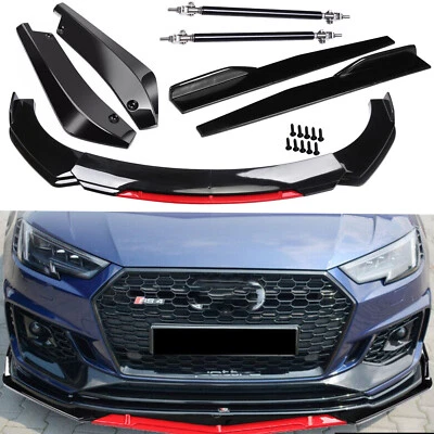 For AUDI A3 A4 A5 Front Rear Bumper Lip Spoiler+Splitter Body Kit Side+Skirt - Image 1 of 4