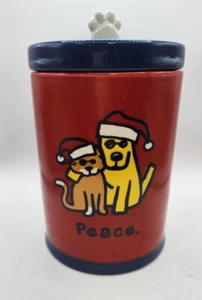 Life Is Good Peace Holiday Ceramic Pet Treat Jar - Picture 1 of 5