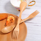 Hemoton 2Pcs Wooden Spoon Fork Set 2in1 Utensil Cutlery