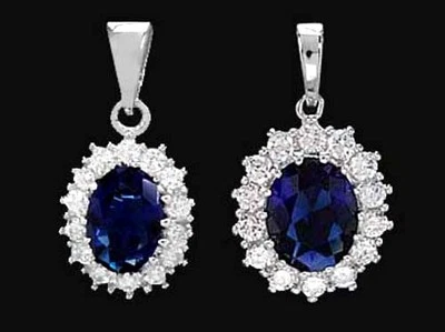 925 ECHT SILBER RHODINIERT *** Anhänger Zirkonia saphir-blau, 18/24 mm - Bild 1 von 4