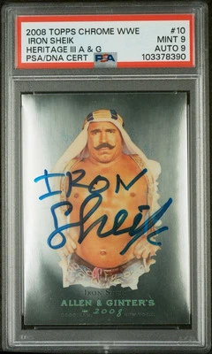 IRON SHEIK PSA 9 AUTO 9 2008 WWE Topps Chrome POP 3 NONE HIGHER Wrestling Signed - Image 1 of 2