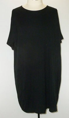 EILEEN FISHER Black Viscose Spandex Knit Dress L Lagenlook T Shirt Oversize - Image 1 of 3