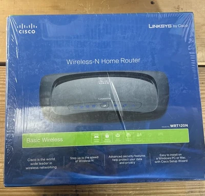 Linksys Cisco Wireless-N Home Router Model WRT120N 4-Port 10/100 Ethernet - Image 1 of 4