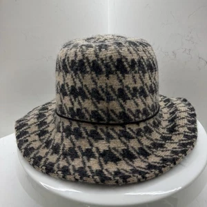 Sombrero de cubo Adora 100 % lana pata de gallo con borla - negro y beige nuevo con etiquetas - Imagen 1 de 10