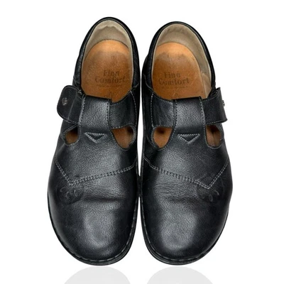 Sapatos Finn Comfort Nashville T-Strap couro Mary Jane EUA 9-9.5 EU 40 caminhada - Imagem 1 de 4
