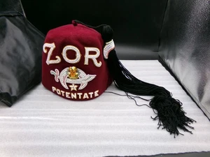 Vintage Shriners Fez Zor Potentate W/ Hat Pouch - Hat Bag - Picture 1 of 10