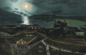 Kingstown Harbour Dun Laoghaire Dublin Ireland Postcard Moonlight Night Moon - Picture 1 of 2