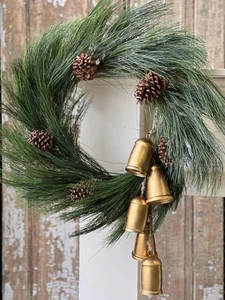 24" Long Pine Wreath - Christmas Holiday Door Decoration - Holiday Tree - Picture 1 of 3