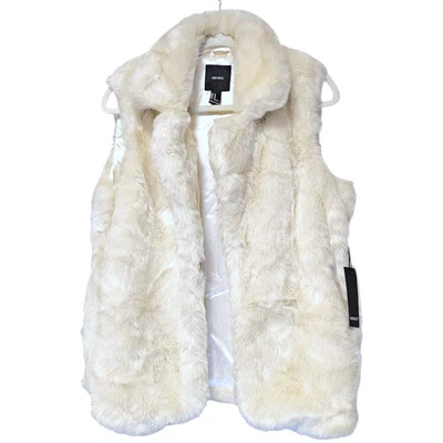 Ivory Faux Fur Vest Size M Mob Wives Rich Girl Luxury Old Money Glam - Image 1 of 4