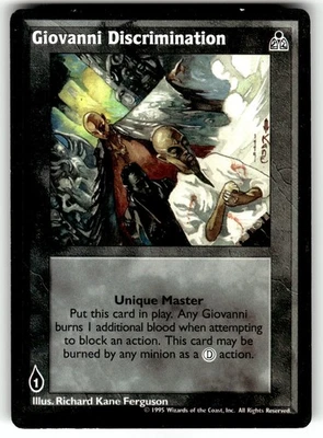 1995 Vampire: The Eternal Struggle CCG: Bloodlines Card Giovanni Discrimination - Image 1 of 4