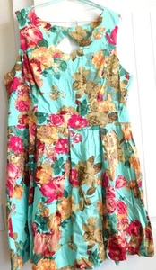 VESTIDO DE VERANO Tiana B para mujer 18 AZUL AGUA Floral Recorte Espalda Sin Mangas ¡LINDO! - Imagen 1 de 7