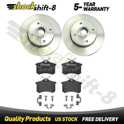 Rear Brake Pads and Rotors Kit for Volkswagen Cabrio 2.0L 1999-2000 2001 2002 - Image 1 of 4