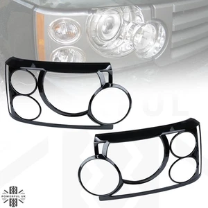 Headlight Guards in Gloss Black for Range Rover L322 2006-2009 Lamp Trim Covers - Picture 1 of 7