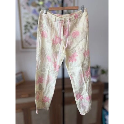 Nuevos Pantalones Cortos Sigrid Olsen So Be It 100% Lino Floral Talla 6 Foto 1 de 4