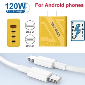 120W Super Fast Charge Wall Charger Adapter For Samsung Galaxy S25 S24 S23 S22 - Picture 1 of 18