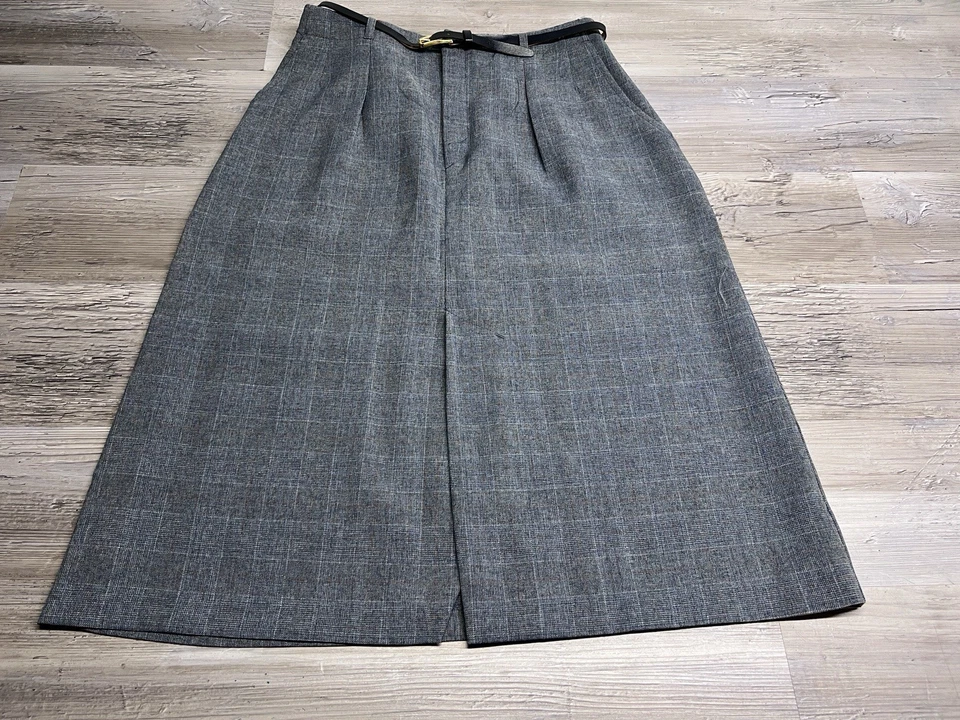 Vintage Women Plaid Office Pencil Skirt 80s Levi Strauss Pleated Talon Zip Sz 14 - Image 1 of 4