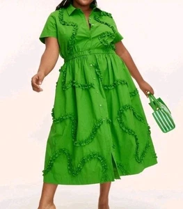 Neu mit Etikett Kate Spade New York x Target gestreiftes Hemdkleid mit Bandakzent Größe 4x grün - Bild 1 von 3
