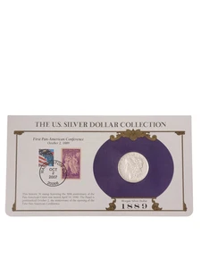 PCS 1889 P Morgan dólar de plata y panel de estampillas - Colección de dólares de plata de EE. UU. - Imagen 1 de 4