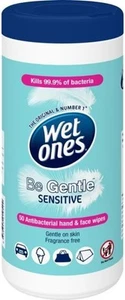 Wet Ones Be Gentle Sensitive Antibacterial Hand & Body Wipes Canister, 50 Wipes - Picture 1 of 4