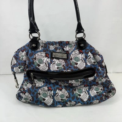 Bolso de mano basculante G2U Betsey Johnson Sugar Skulls charol negro fin de semana Y2K Foto 1 de 4