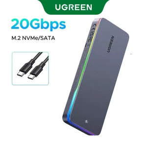 Boîtier SSD UGREEN 20 Gbit/s M.2 éclairage RGB boîtier SATA USB 3.2 Gen2x2 NVMe - Photo 1/8