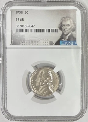 1958 Proof Jefferson Nickel, NGC PF-68 - Image 1 of 2