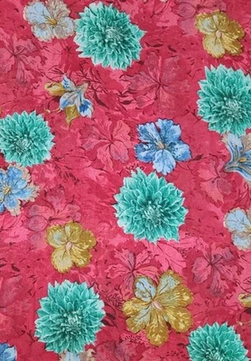 Wool Blend Floral Printed Thick Winter Spun Soft Fabric 45”W Sold BTY Red - Image 1 of 4