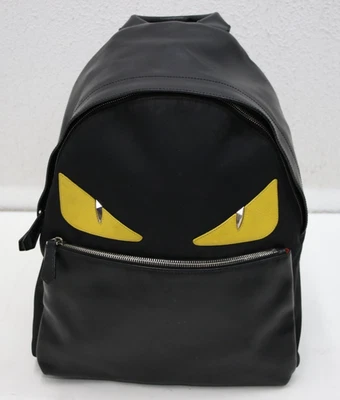 Fendi Nylon Vitello Liberty Monsters Eyes Rounded Backpack - Black - Image 1 of 4