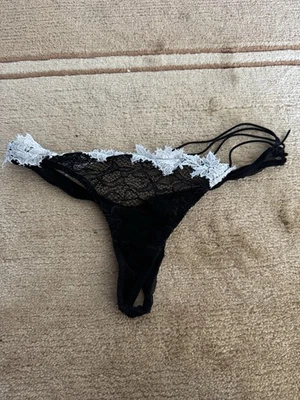 Markenlos Unterwäsche String Unterteil Mesh Durchsichtig Schwarz Black Slip Hose - Bild 1 von 3