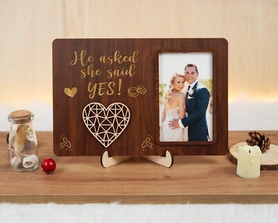 Engagement Wooden Lover Picture Frame Engraved Wedding Anniversary Keepsake Gift - Image 1 of 4