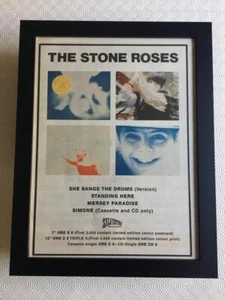 Stone Roses She Bangs the Drums  Framed Advert / Ad  18" x 14" - Picture 1 of 1