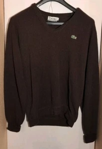 Vintage Izod Lacoste Sweater - Brown - Size Men's Medium - Pullover V-Neck - Picture 1 of 6