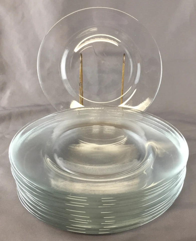 Vintage Set of 12 Libbey Crisa Moderno Clear Glass 7 1/2" Luncheon Salad Plates - Image 1 of 3
