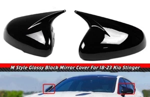 M STYLE GLOSS BLACK SIDE MIRROR COVER CAP ADD ON OVERLAY FOR 2018-23 KIA STINGER - Picture 1 of 6