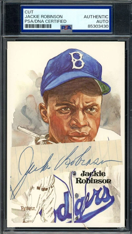 Jackie Robinson PSA ADN Firmado Pérez Steele Postal Corte Autógrafo Foto 1 de 1