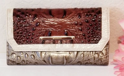 NUEVO SIN ETIQUETAS CARTERA BRAHMIN TRICOLOR AZUMA MELBOURNE CUERO GENUINO TRIPLE PLIEGUE Foto 1 de 4