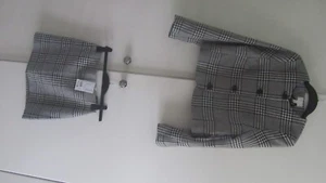 H&M black/white check short blazer & mini skirt 2025 size s/8 £68 - Picture 1 of 6