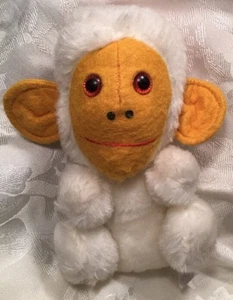 Vintage Teleflora White Monkey Plush Yellow Stuffed Animal 8” Soft Toy - Picture 1 of 3