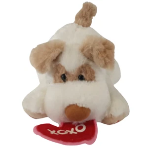 Recordable Plush Puppy with XOXO Heart - White and Brown Stuffed Animal - Picture 1 of 8
