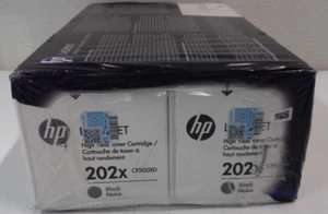 Laserjet HP 202X Schwarz 2 Toner mit hoher Kapazität (CF500XD) Doppelpack - Bild 1 von 6